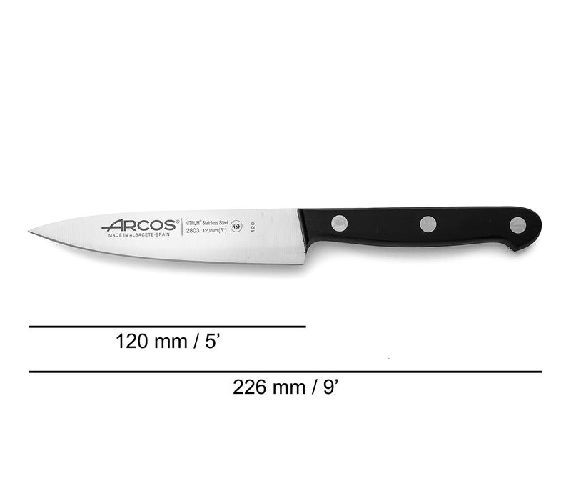 Arcos Chef Knife 5 Inch Stainless Steel. Cooking Knife to Cut and Peel Small Food. Ergonomic Polyoxymethylene Handle and 120mm Blade. Series Universal. Color Black - Image 2